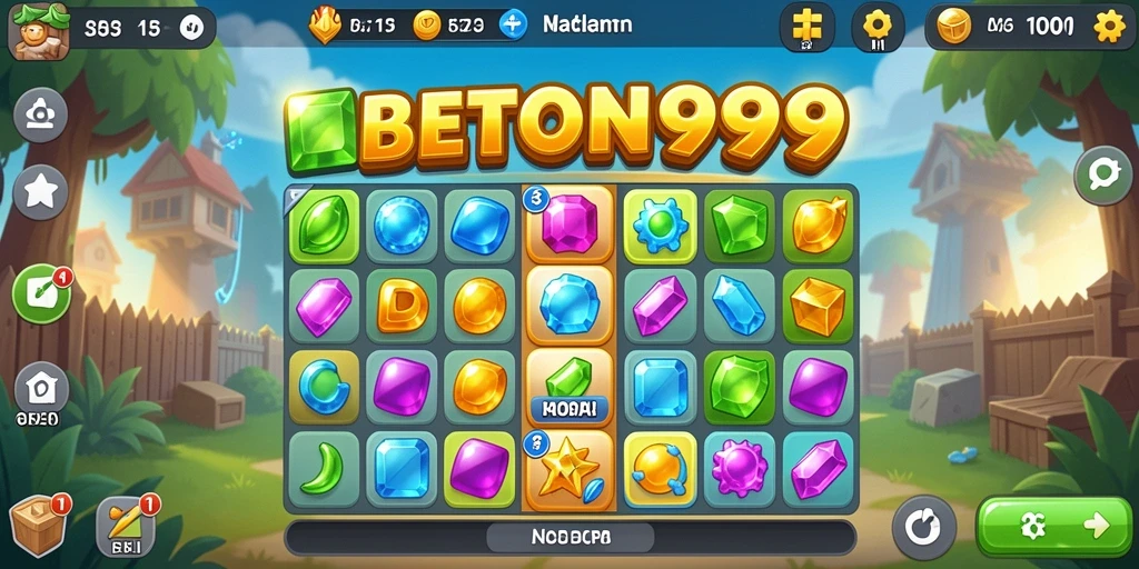 Screenshot gameplay BETON999 yang menampilkan tantangan Match-3.