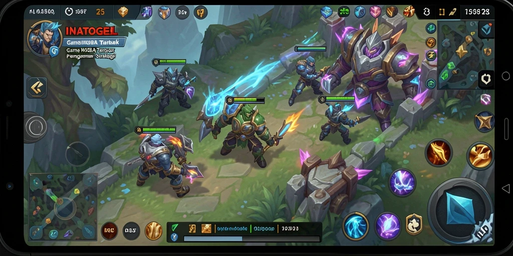 Tangkapan layar menampilkan pertempuran intens dalam INATOGEL di arena MOBA.