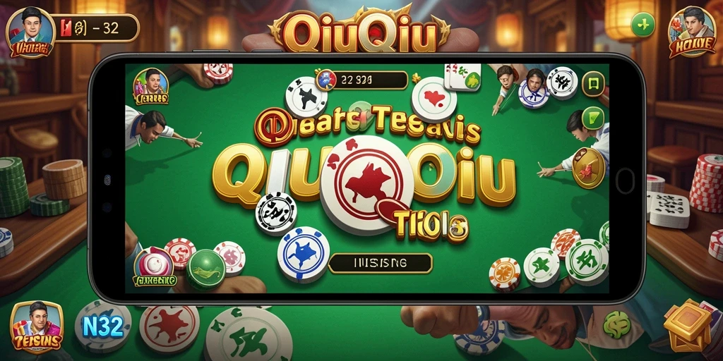 Screenshot N32 menampilkan aksi seru dalam permainan QiuQiu.