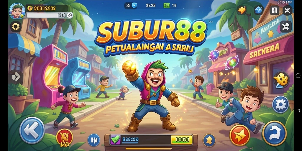 Tampilan gameplay seru dari SUBUR88 dalam suasana arcade yang menarik.