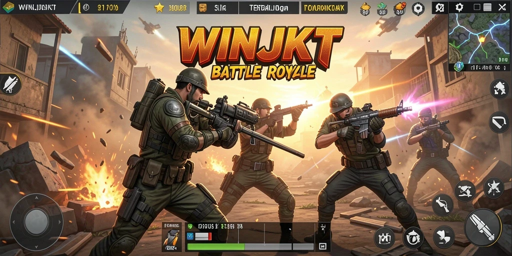 Tampilan gameplay Battle Royale WINJKT yang seru dan menegangkan.